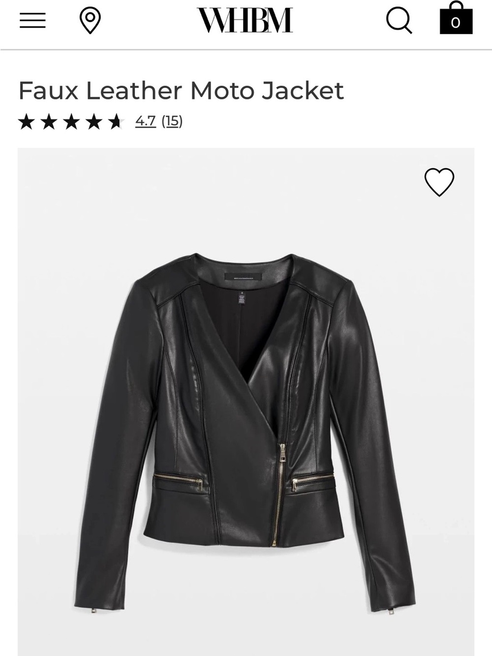 White House Black Market Black Faux Leather Moto Jacket